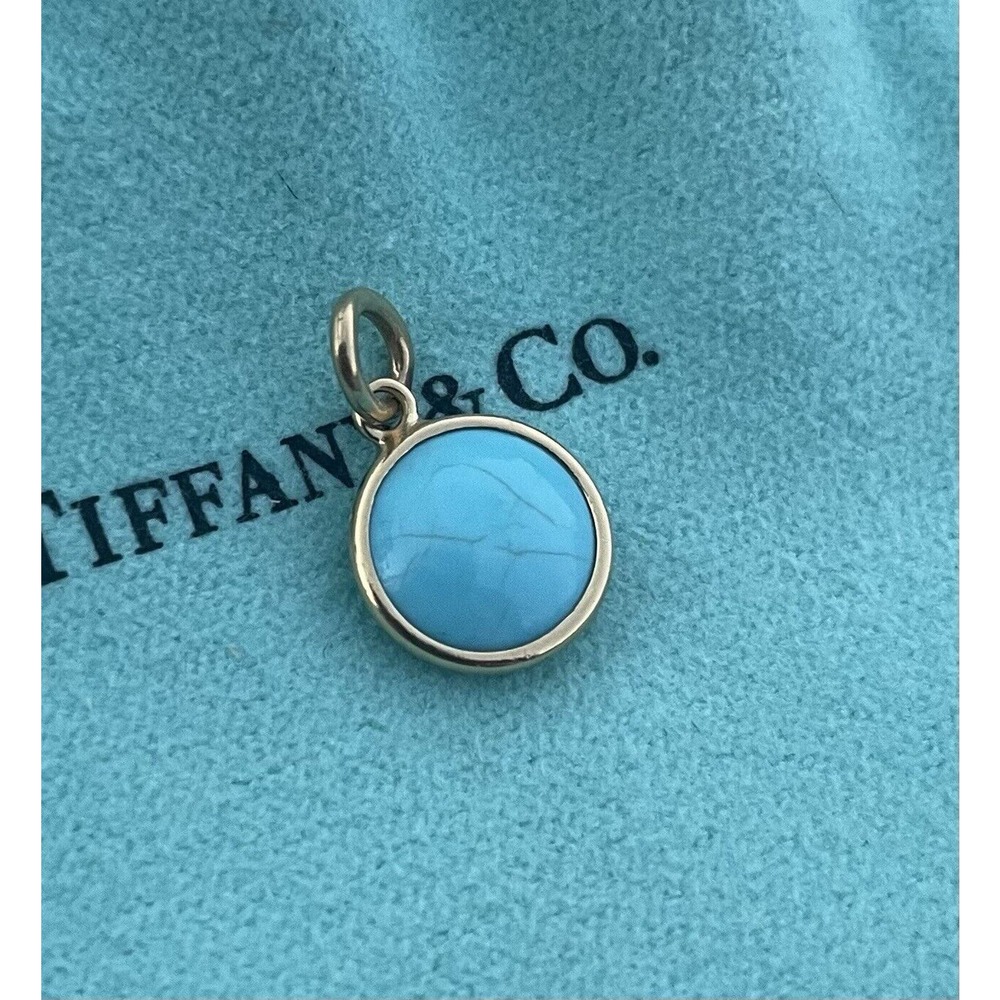Tiffany & Co Paloma Picasso 18k Gold Turquoise Dot Charm Pendant bracelet & Neck